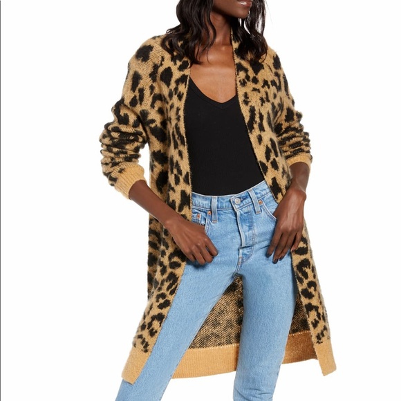 long leopard jacquard cardigan